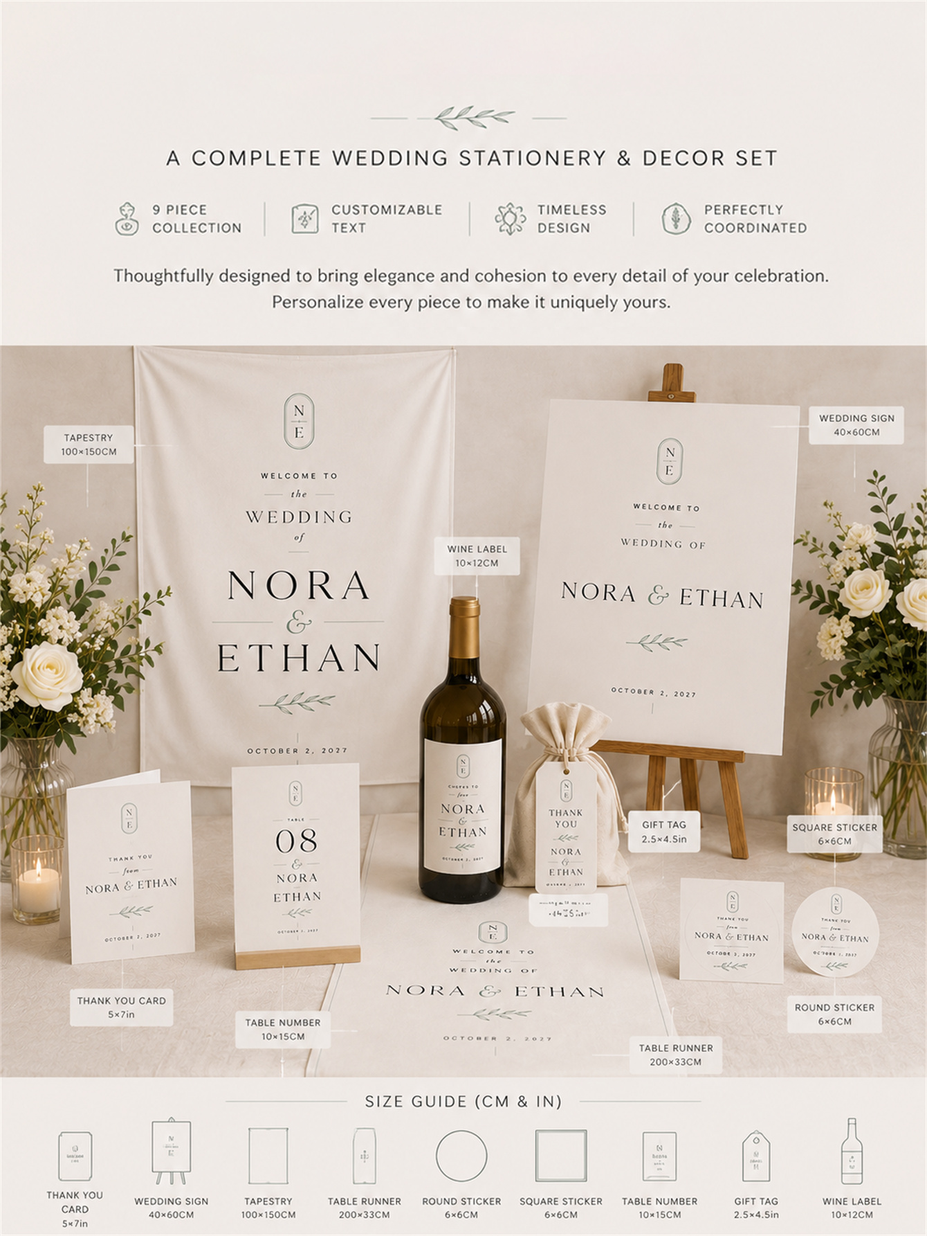 Customized minimalist wedding set - suitable for ceremony and banquet decoration